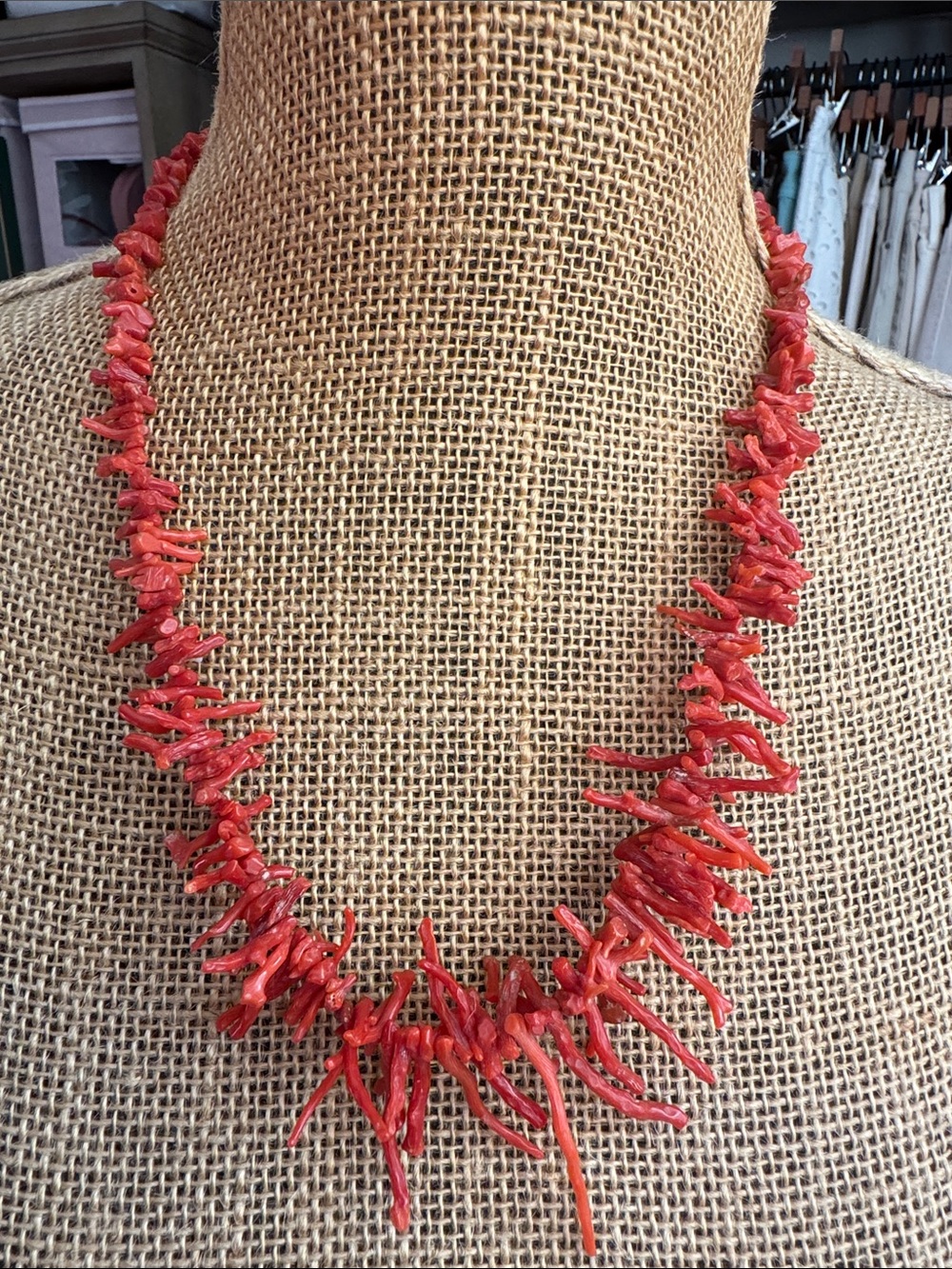 Red Coral Branch Necklace - Women Jewelry 22”